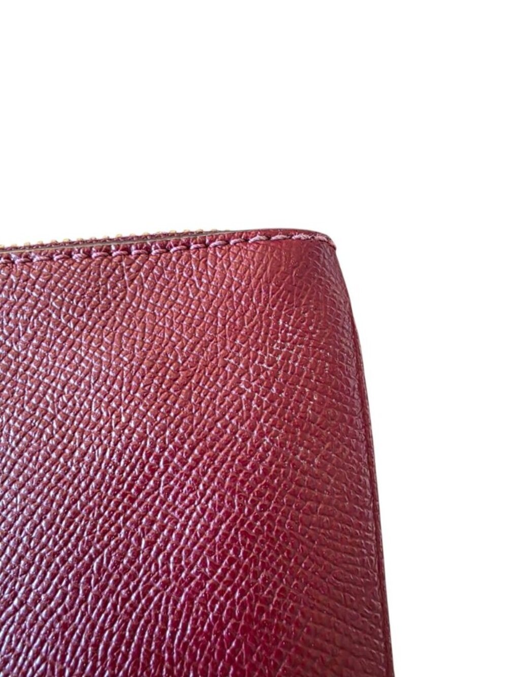 Coach Oxblood Pebbled Leather Wristlet Wallet Clutch Zip Pouch Burgundy Red - Picture 12 of 15